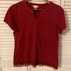 CHRISTOPHER & BANKS short sleeve knit tee shirt with lace trim, size S